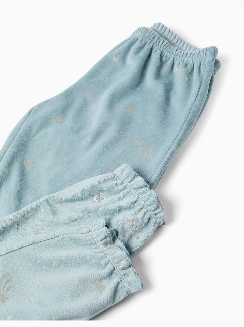 Pyjama en velours avec licorne qui brille dans le noir Bleu clair - Kiabi