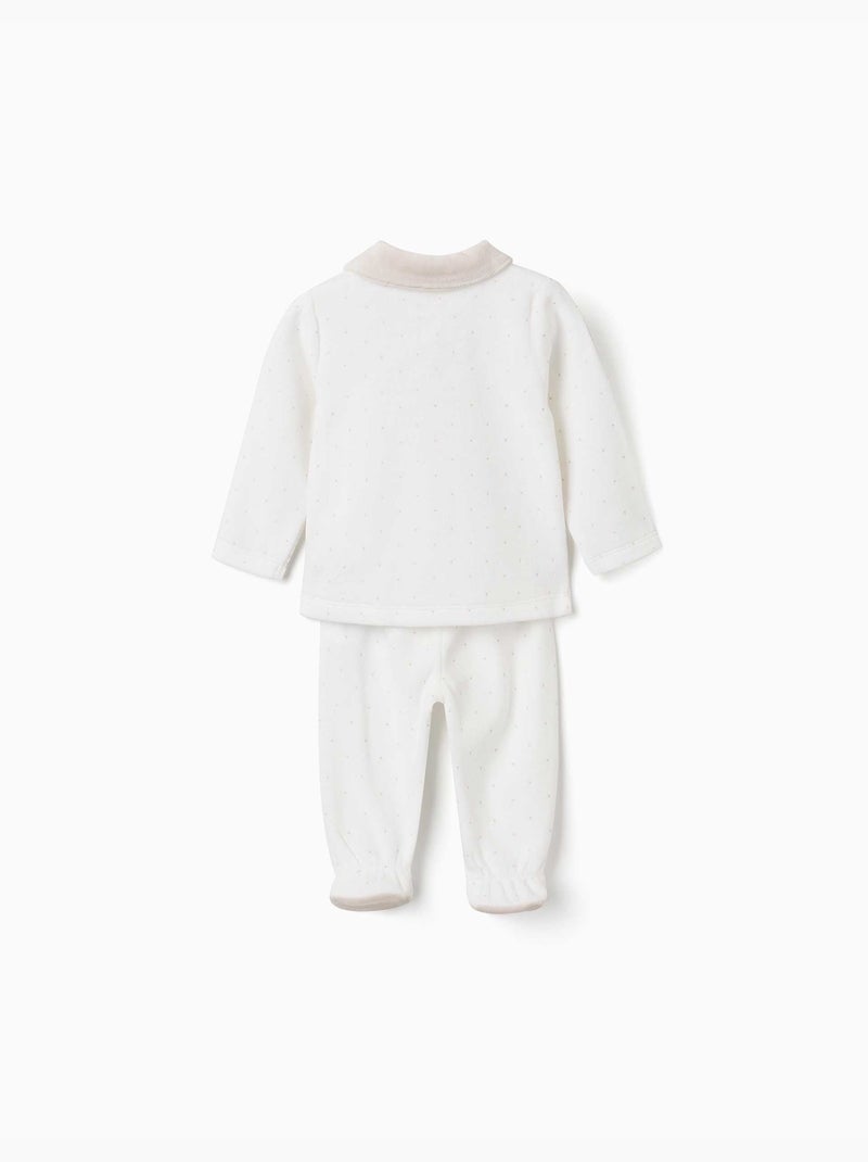 Pyjama en velours avec motif à pois Blanc - Kiabi