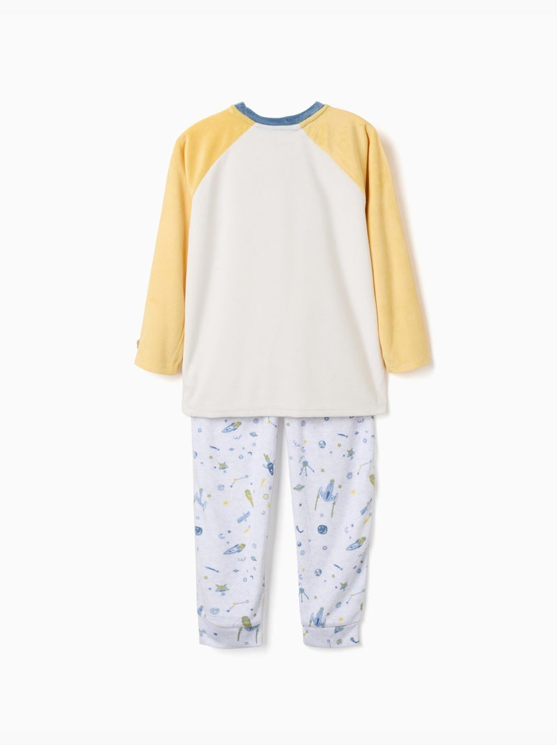 Pyjama en velours avec motif espace Jaune clair - Kiabi