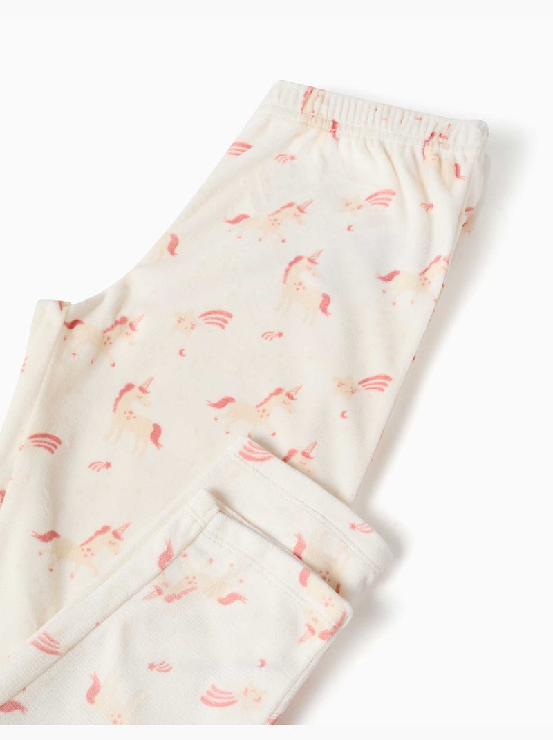 Pyjama en velours avec motif licorne et étoile Blanc - Kiabi