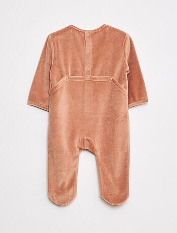 Pyjama en velours avec pieds et animation devant