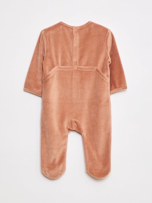 Pyjama en velours avec pieds et animation devant - Kiabi