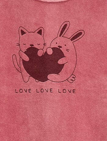 Pyjama en velours avec pieds et animation devant