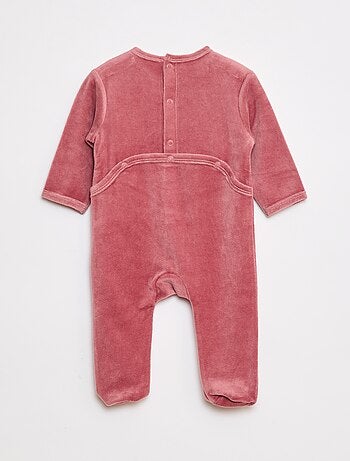 Pyjama en velours avec pieds et animation devant