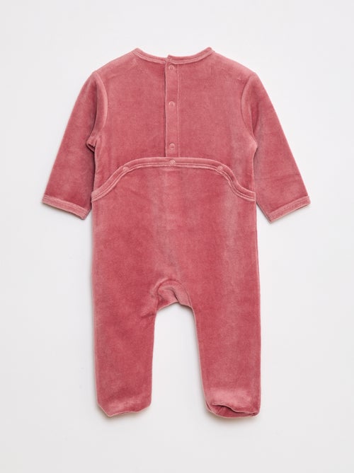 Pyjama en velours avec pieds et animation devant - Kiabi
