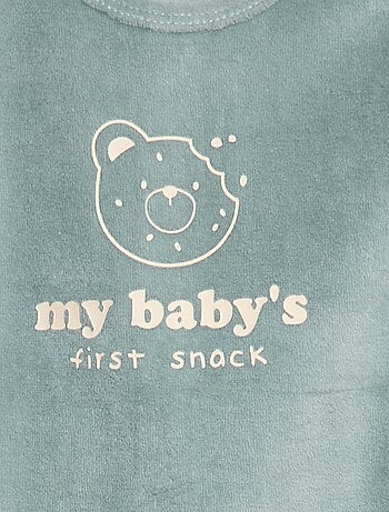 Pyjama en velours avec pieds et animation devant