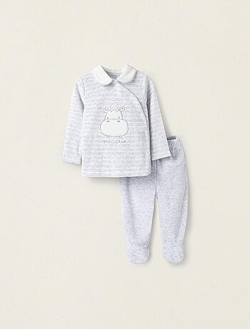 Pyjama en velours bébé - gris - Kiabi - 15.00€