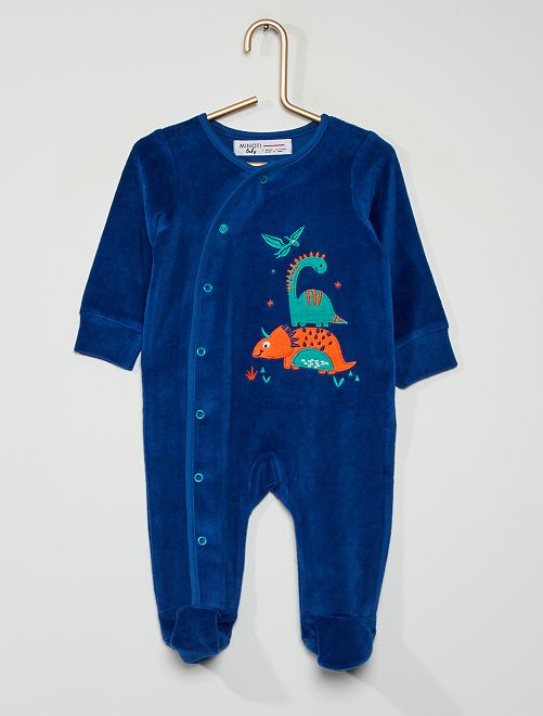 Pyjama en velours bébé                             bleu marine 
