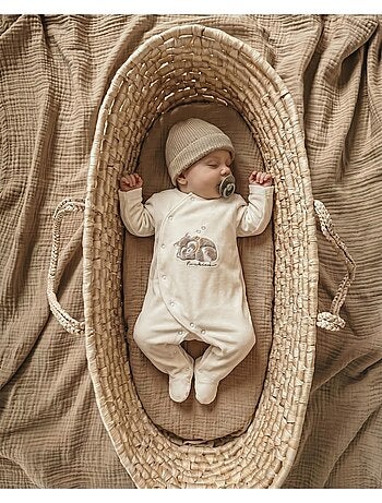 Pyjama en velours bébé brodé – raku, lino & pico noukie's