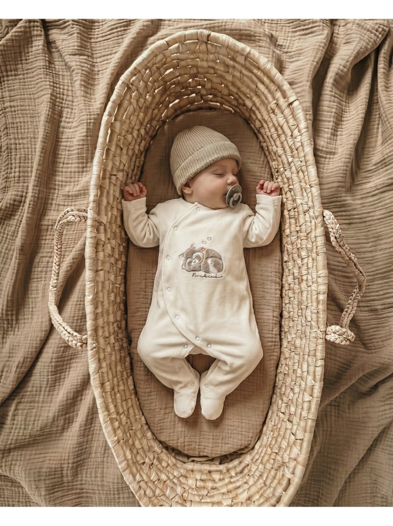 Pyjama en velours bébé brodé – raku, lino & pico noukie's Ecru - Kiabi