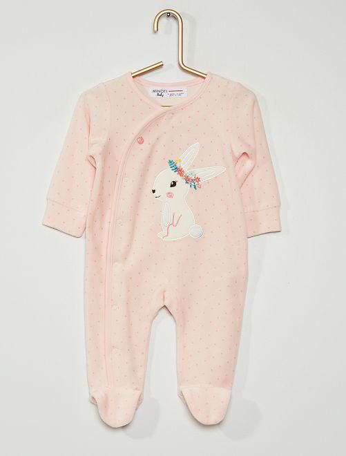 Pyjama en velours bébé fille                             rose 
