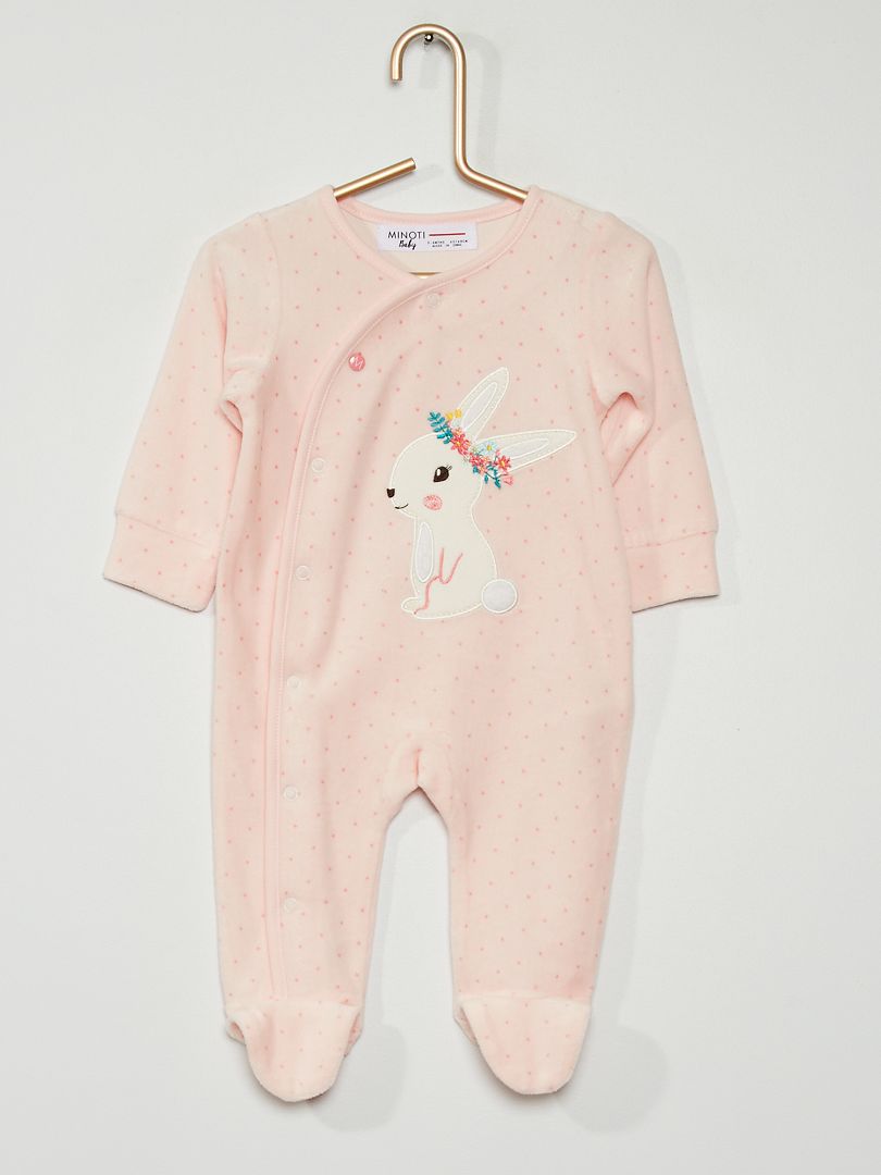 Pyjama en velours bébé fille - rose - Kiabi - 15.00€