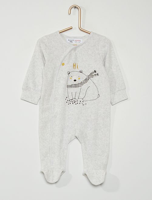 Pyjama en velours bébé garçon                             gris 
