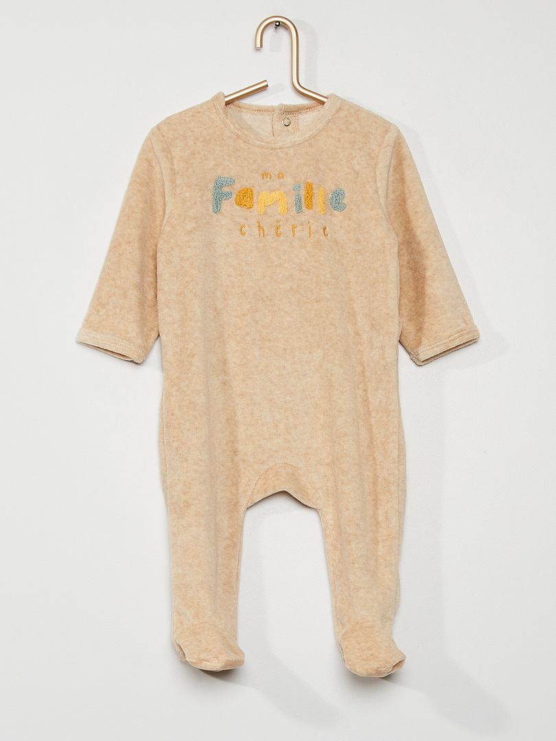 Pyjama en velours beige chiné - Kiabi