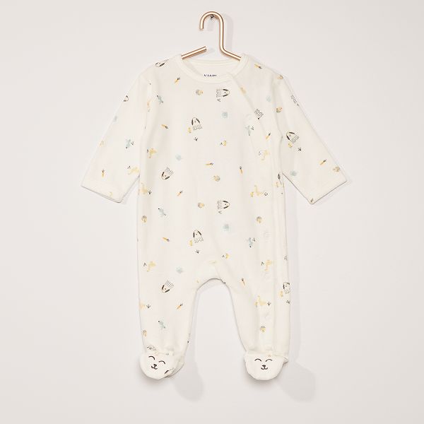 Pyjama En Velours Bebe Fille Blanc Kiabi 8 00