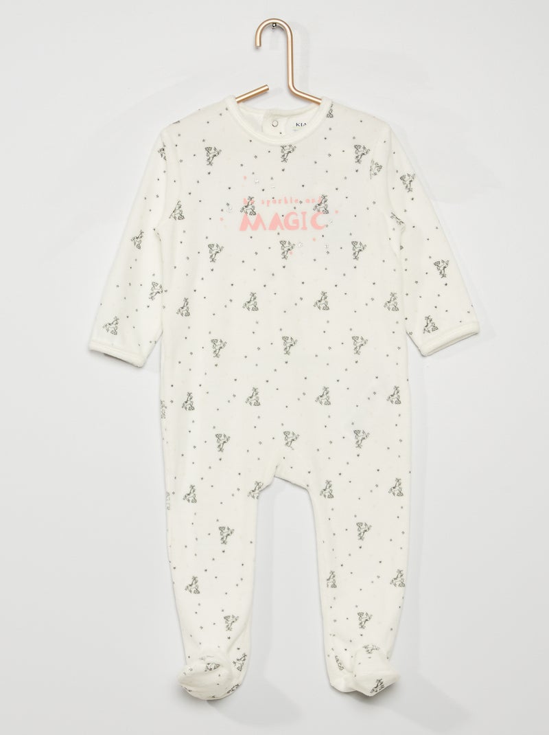 Pyjama en velours blanc 'chevaux' - Kiabi