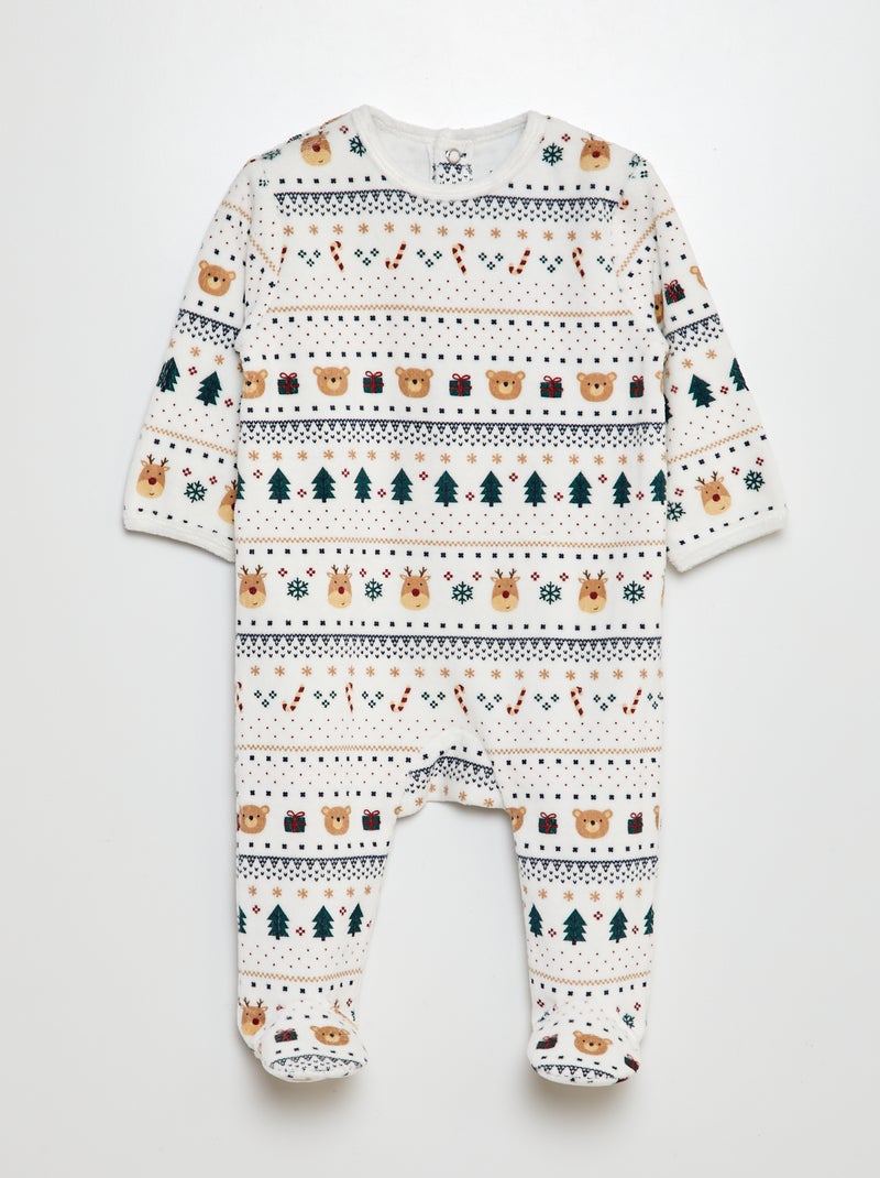 Pyjama en velours Blanc imprimé - Kiabi