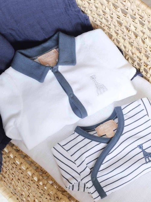 Pyjama en velours blanc Sophie la girafe (3 mois) - Kiabi