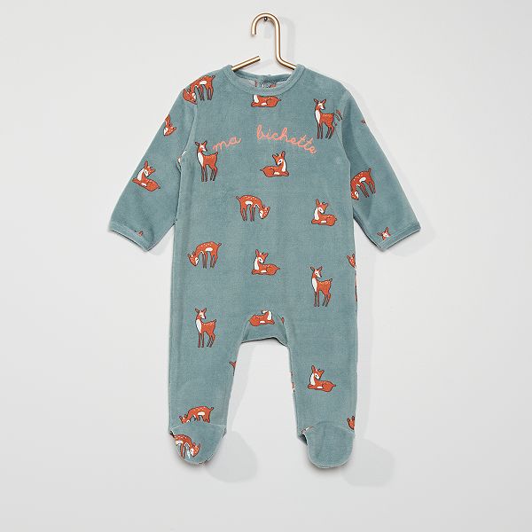 Pyjama En Velours Bebe Fille Bleu Kiabi 10 00