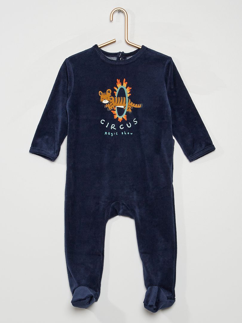 Pyjama en velours bleu marine - Kiabi