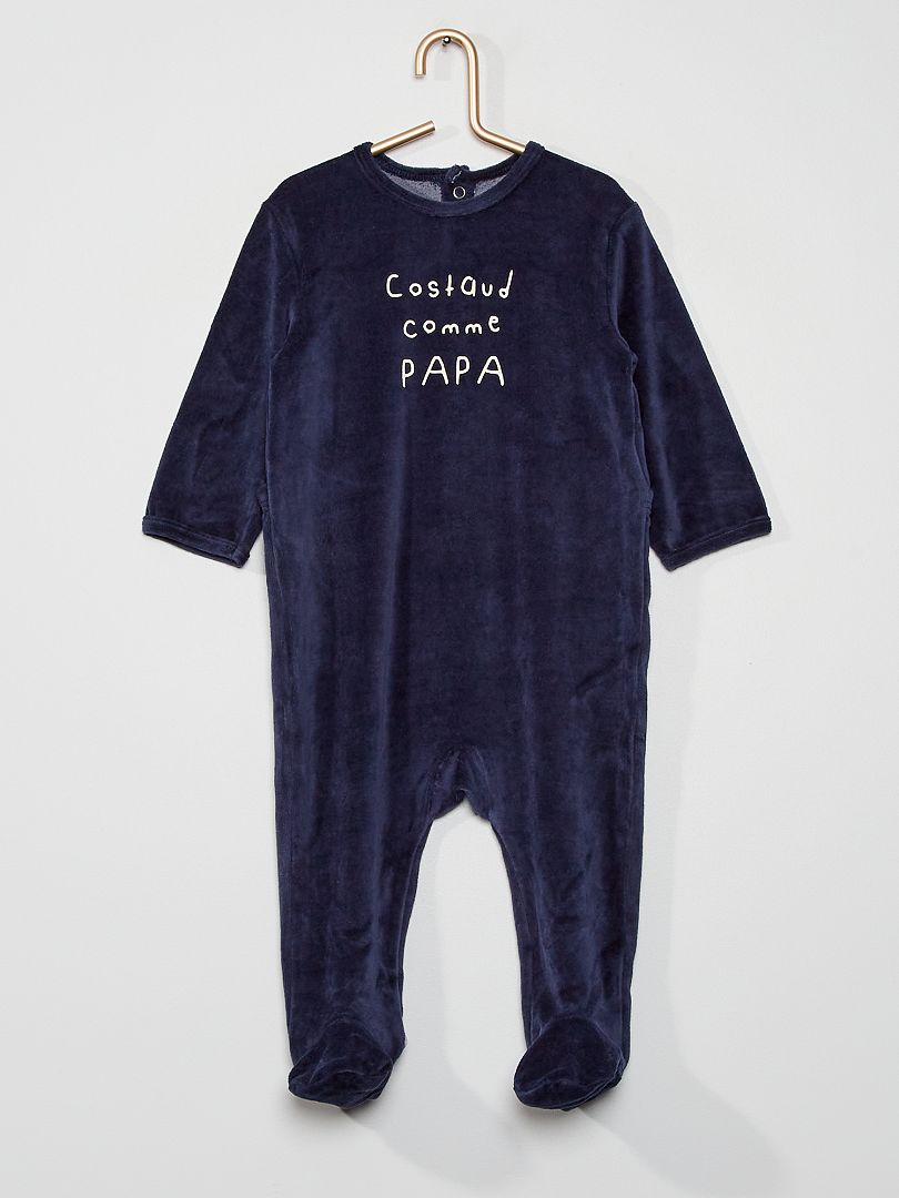 Pyjama en velours Bleu marine - Kiabi