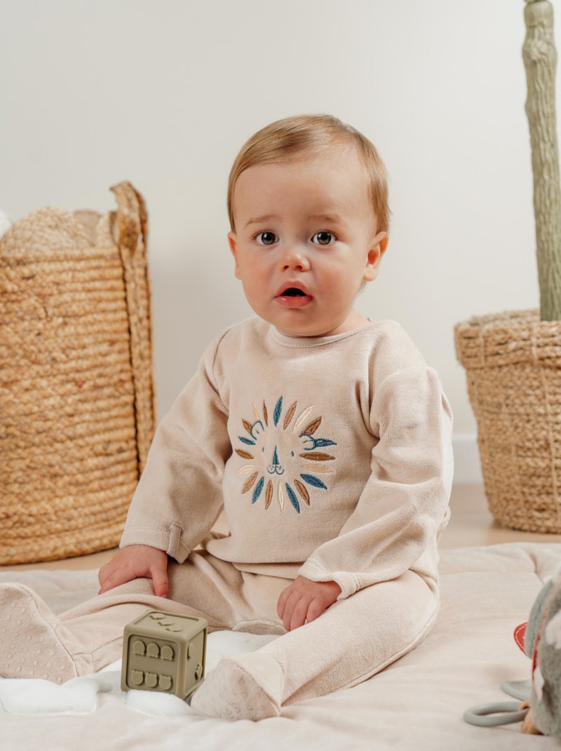 Pyjama en velours brodé lion Noukie's Beige - Kiabi