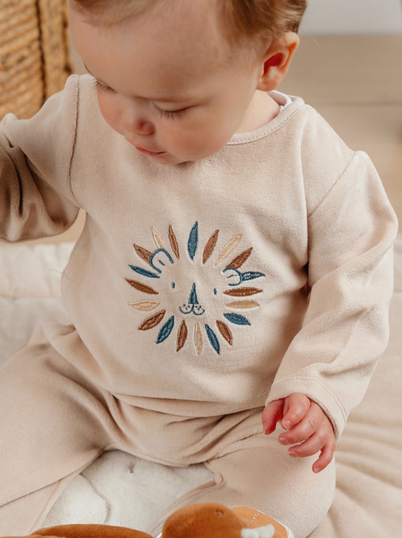 Pyjama en velours brodé lion Noukie's Beige - Kiabi