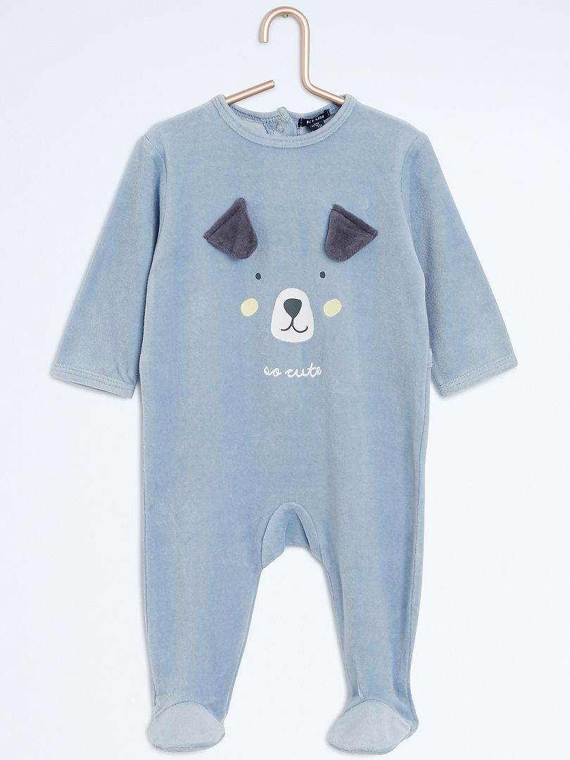 Pyjama en velours 'chien' bleu fumé - Kiabi