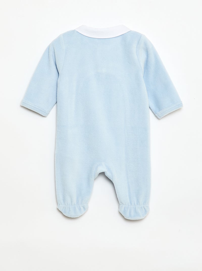 Pyjama en velours col claudine Bleu - Kiabi