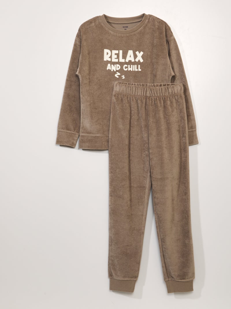 Pyjama en velours côtelé - 2 pièces Marron - Kiabi