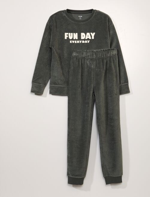 Pyjama en velours bébé garçon - gris - Kiabi - 15.00€