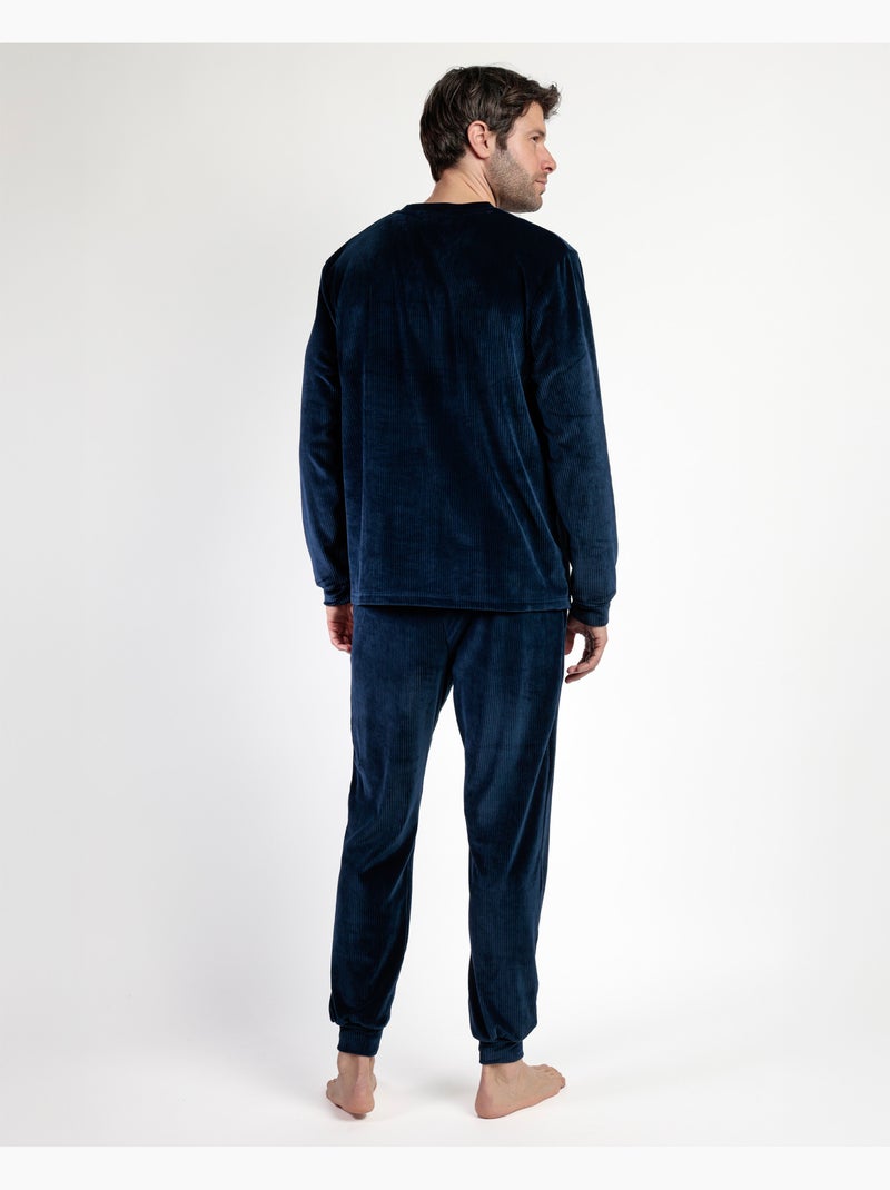 Pyjama en velours côtelé à manches longues pour homme ADMAS HOME Bleu - Kiabi