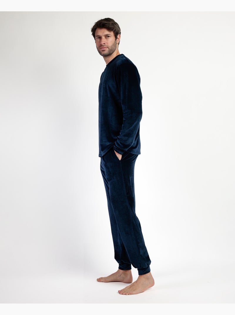 Pyjama en velours côtelé à manches longues pour homme ADMAS HOME Bleu - Kiabi