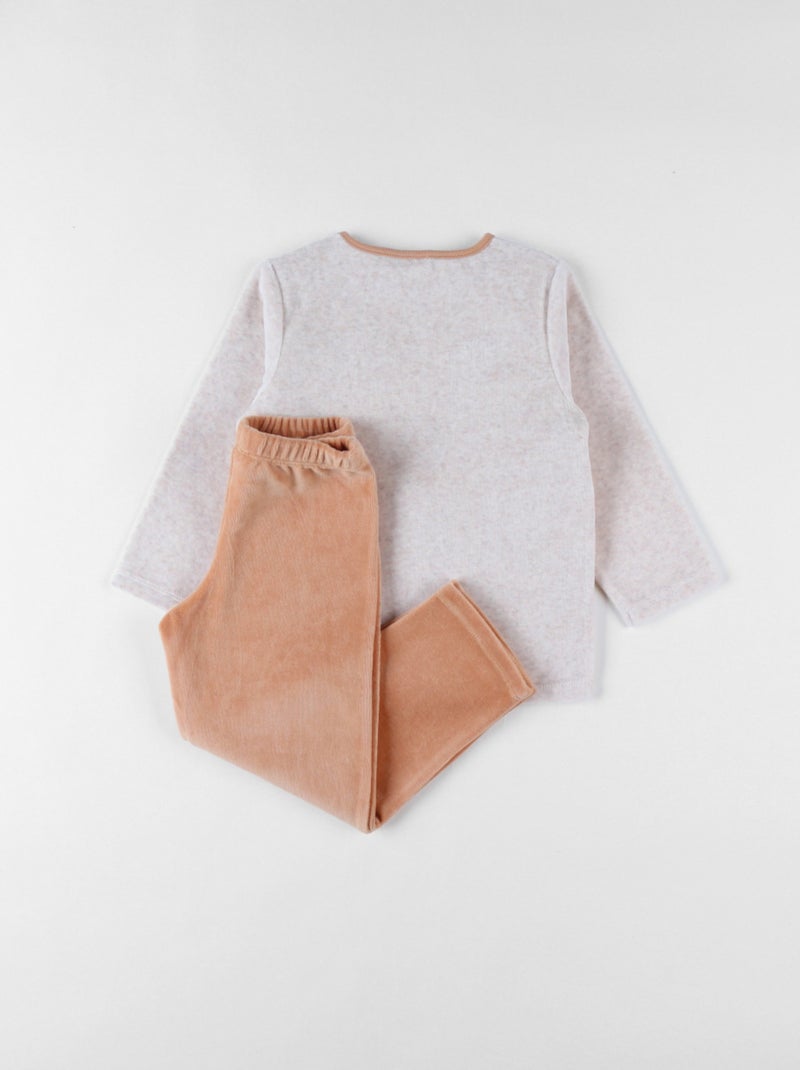 Pyjama en velours côtelé chiné, ours Noukie's Beige - Kiabi