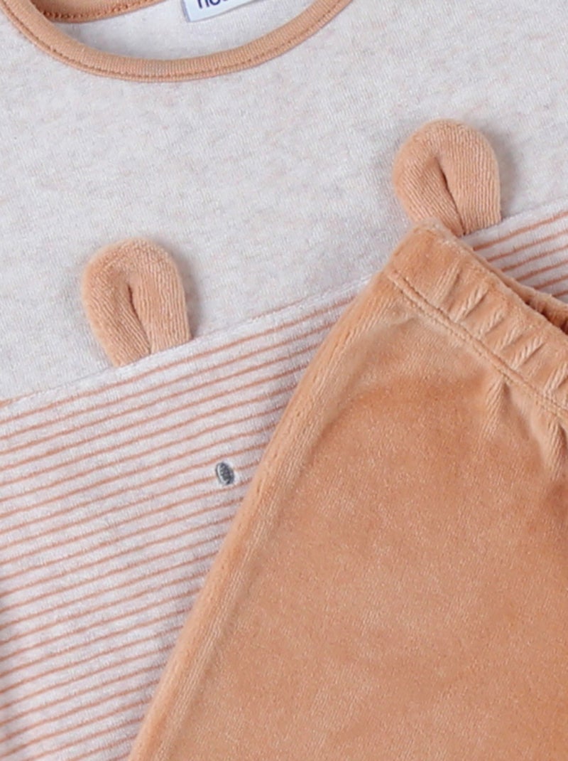 Pyjama en velours côtelé chiné, ours Noukie's Beige - Kiabi