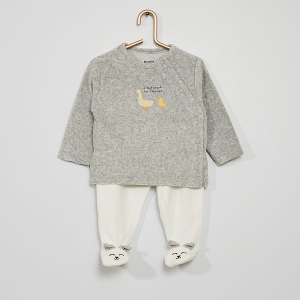 Pyjama En Velours Cotele Bebe Garcon Gris Chine Kiabi 9 00