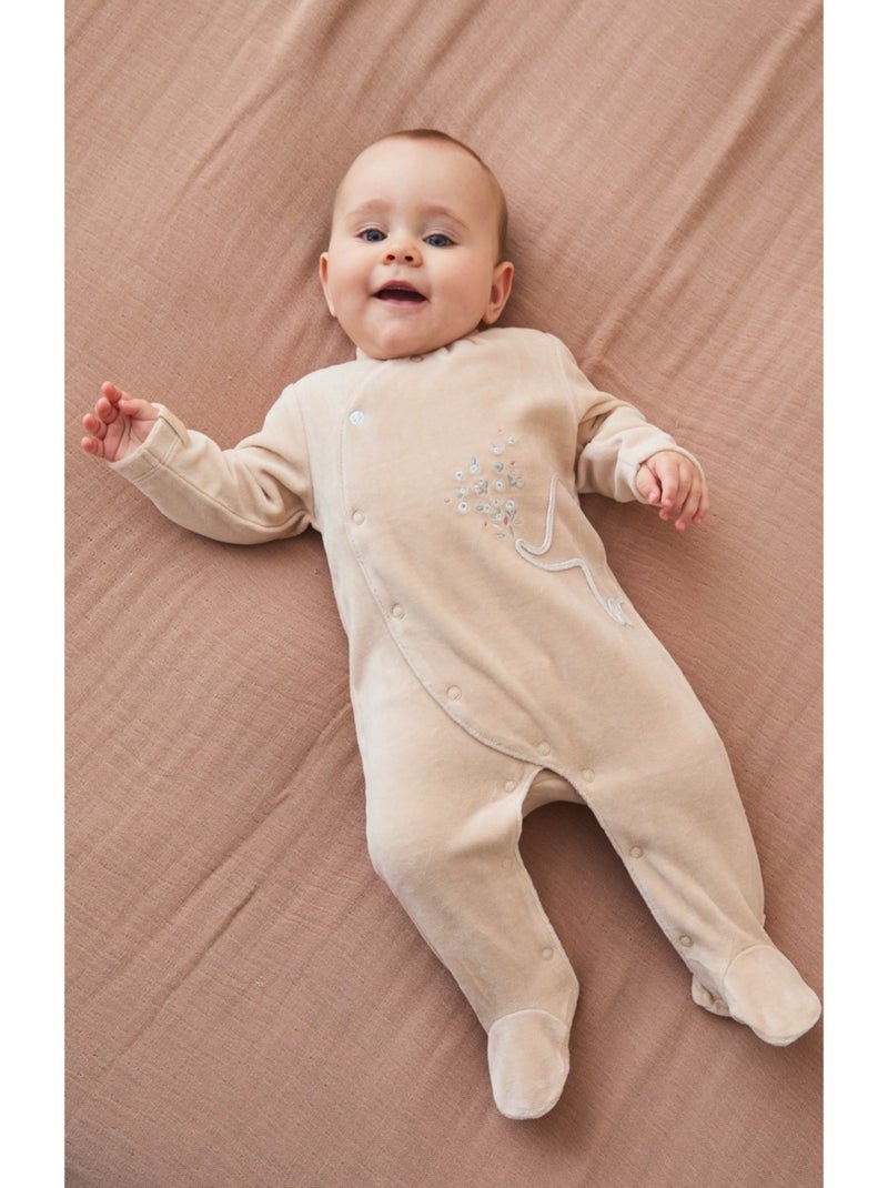 Pyjama en velours côtelé, imprimé éléphant Noukie's Beige - Kiabi