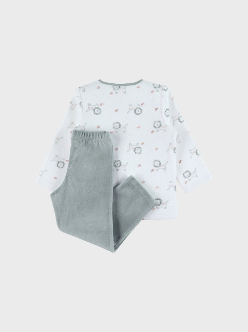 Pyjama en velours côtelé, lion Noukie's Blanc - Kiabi