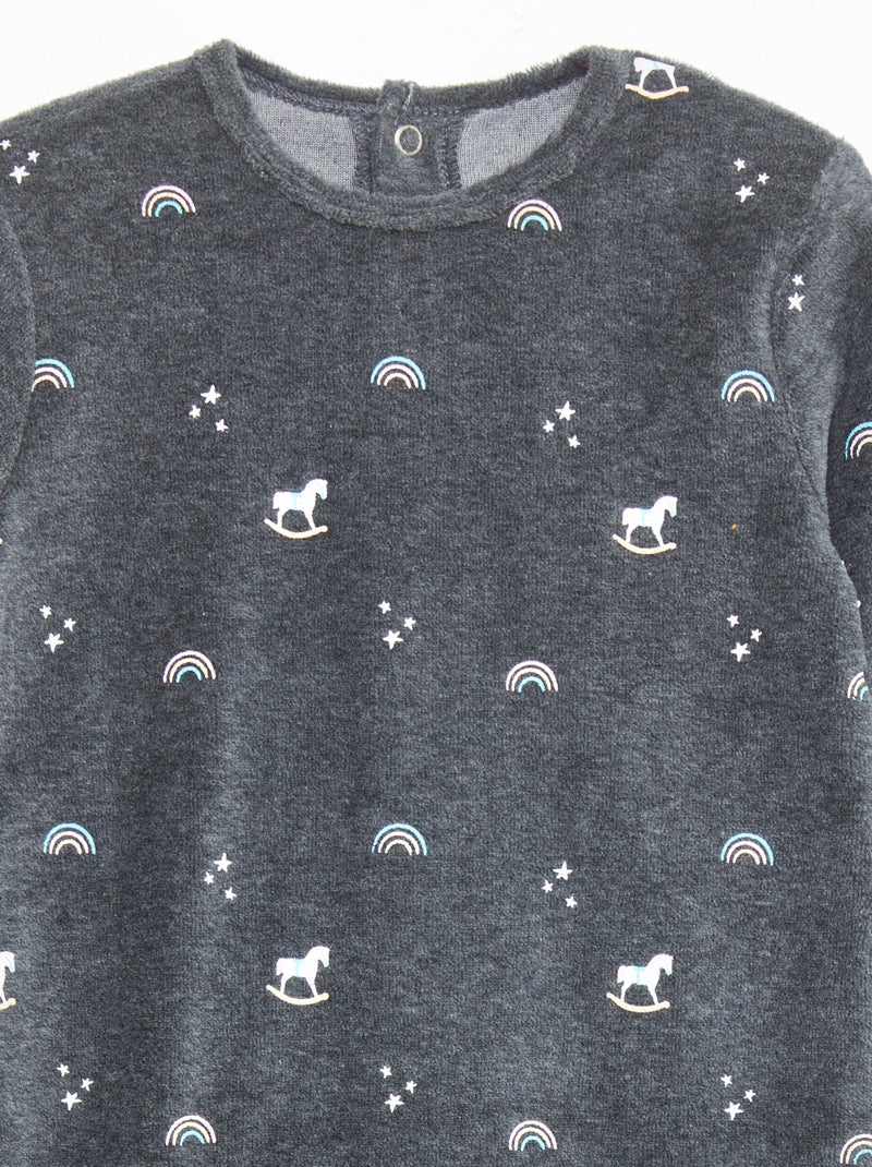 Pyjama en velours Gris 'arc-en-ciel' - Kiabi
