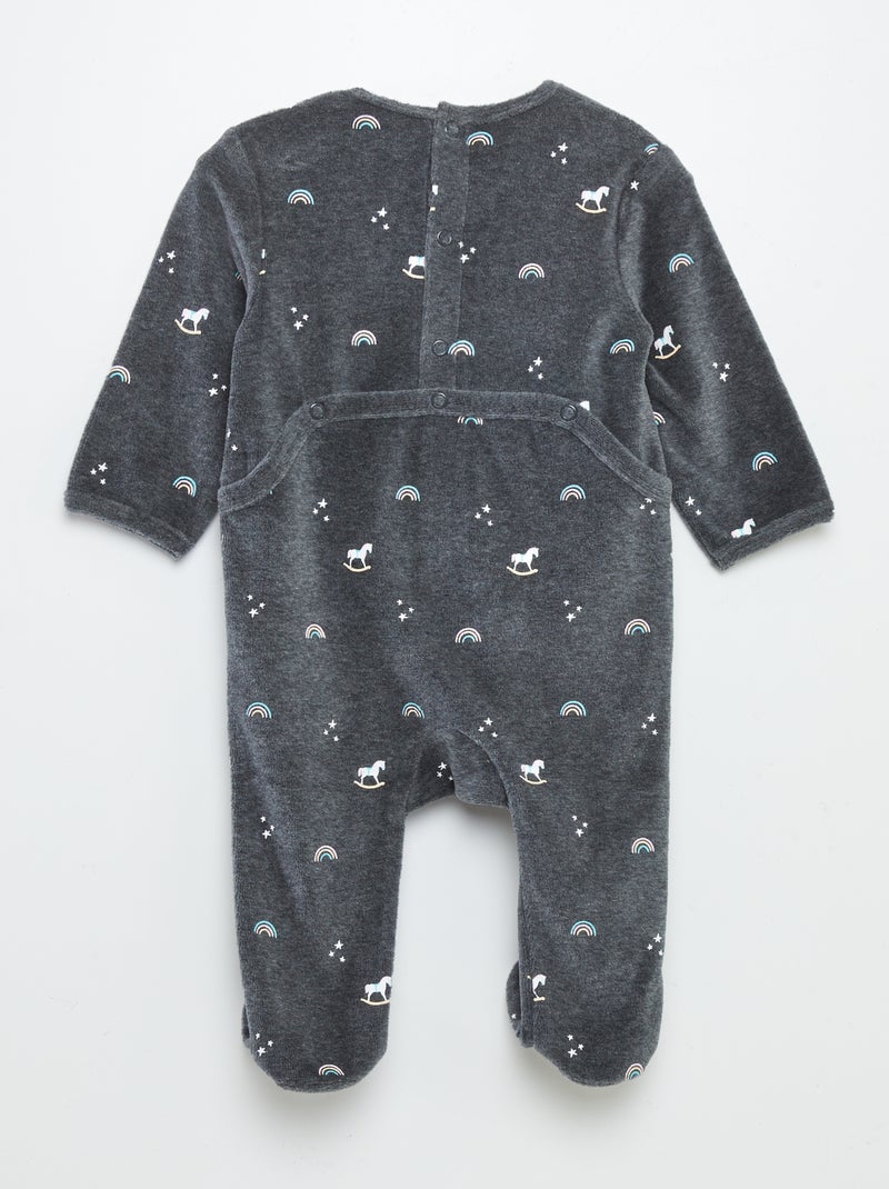 Pyjama en velours Gris 'arc-en-ciel' - Kiabi