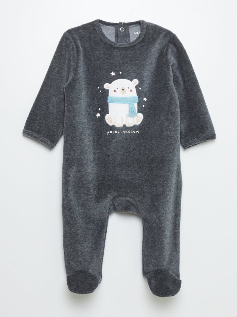 Pyjama en velours Gris - Kiabi