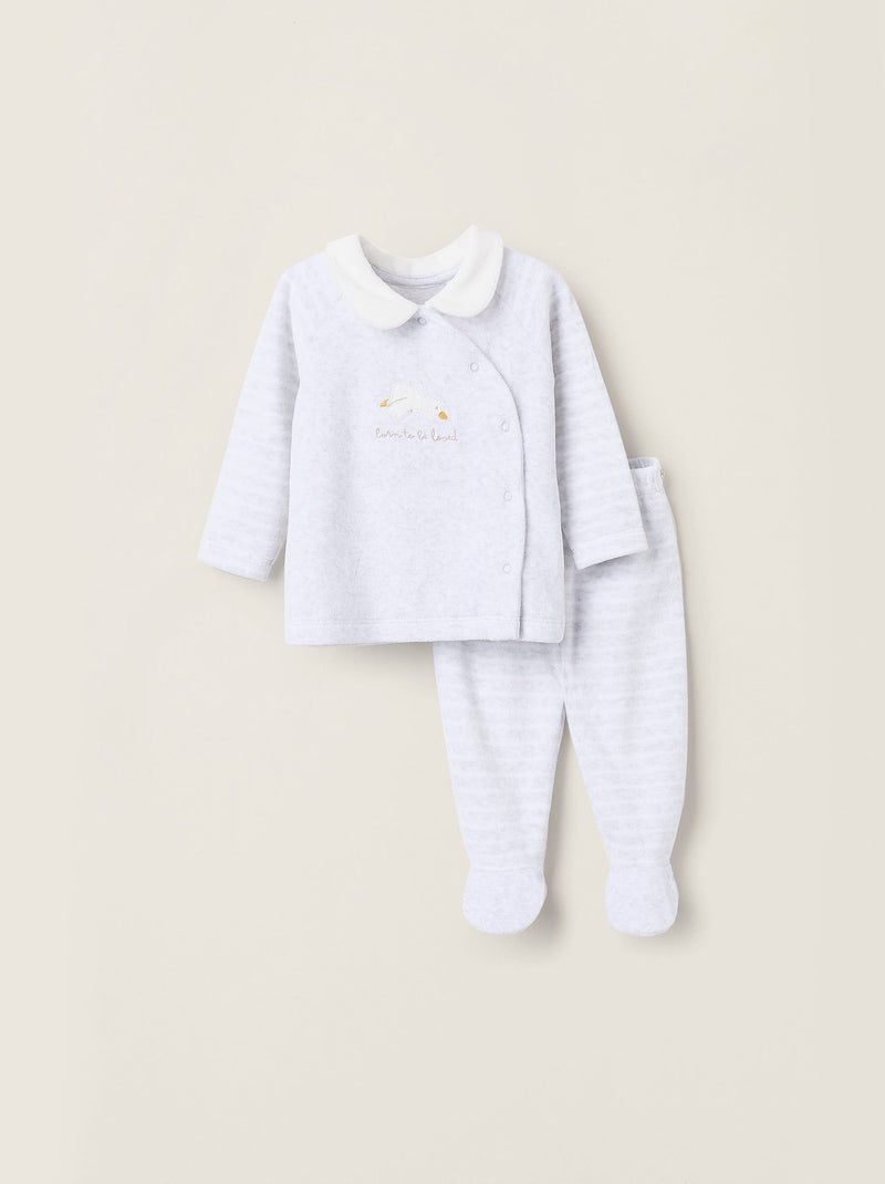 Pyjama en Velours Gris clair - Kiabi