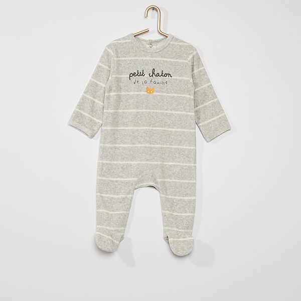 Pyjama En Velours Bebe Fille Gris Kiabi 10 00