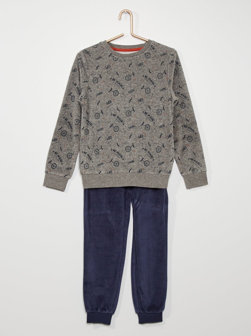 Pyjama en velours GRIS - Kiabi