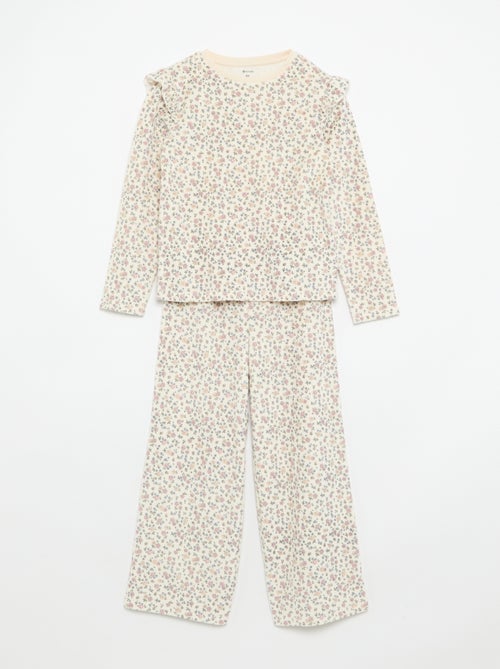 Pyjama en velours imprimé 2 pièces - Sweat + pantalon - Kiabi