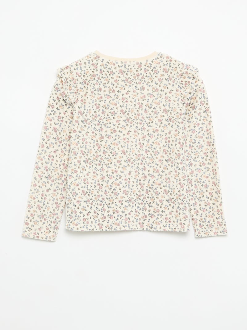 Pyjama en velours imprimé 2 pièces - Sweat + pantalon Beige - Kiabi