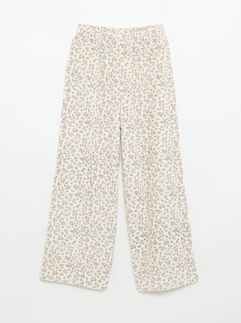 Pyjama en velours imprimé 2 pièces - Sweat + pantalon Beige - Kiabi