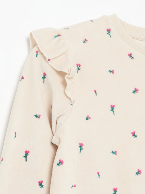 Pyjama en velours imprimé 2 pièces - Sweat + pantalon - Kiabi