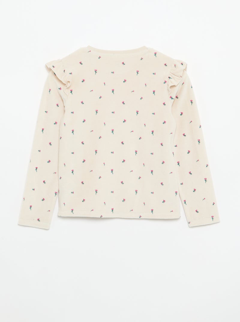 Pyjama en velours imprimé 2 pièces - Sweat + pantalon Rose - Kiabi