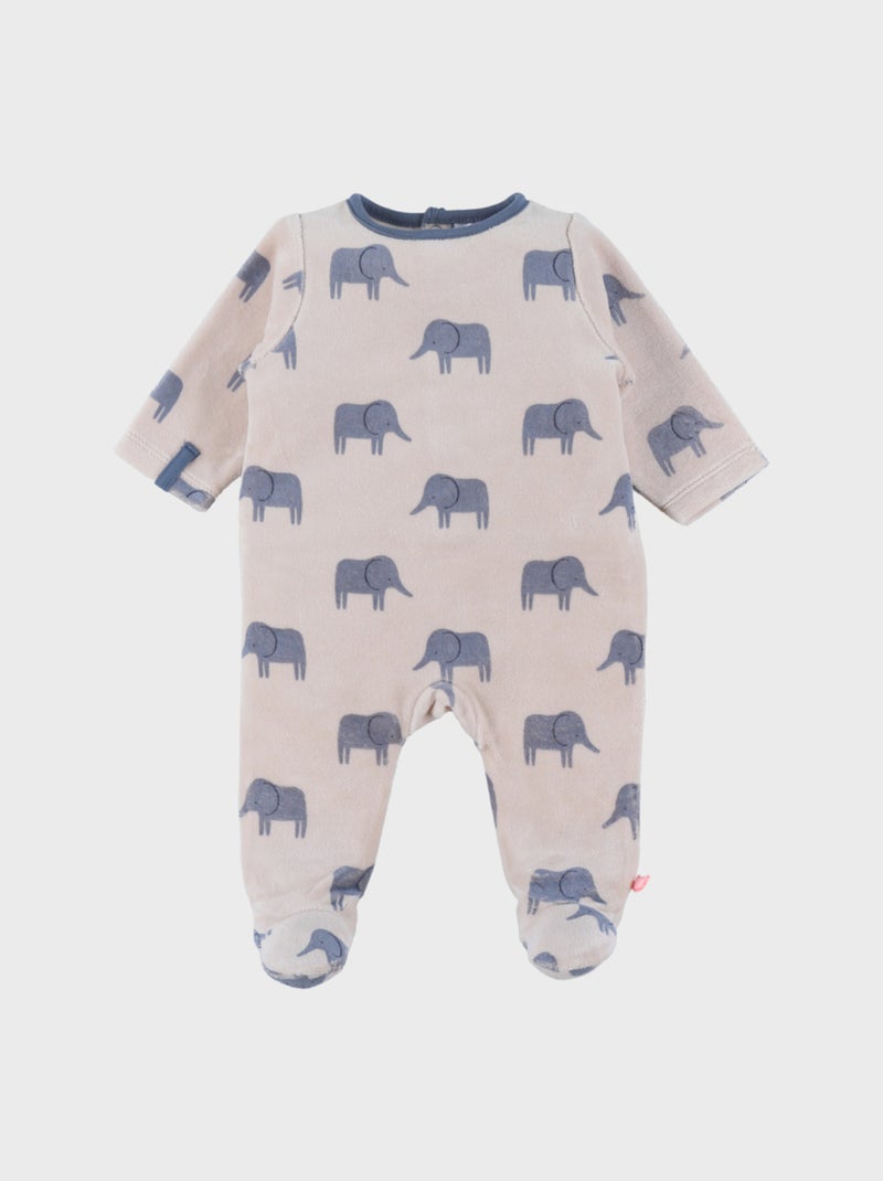 Pyjama en velours imprimé éléphant Bali Noukie's Beige - Kiabi
